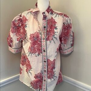 Entro Pink and Green Floral Top